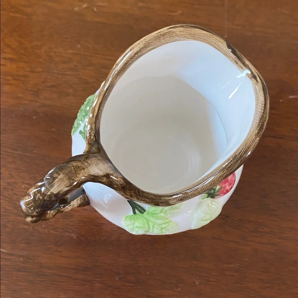 Tuscany Strawberry Ceramic Serving Tray Sugar Creamer Set Coffee Tea Server